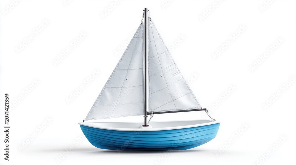 Fototapeta premium Small sailboat against clean white backdrop