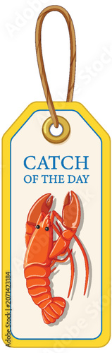 Mediterranean Seafood Tag with Red Lobster and Catch of the Day Text
