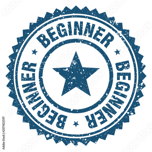 Fotografie beginner blue grunge round stamp. beginner stamp