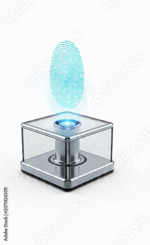 Futuristic Biometric Fingerprint Scanner with Holographic Projection for High Security Access Control