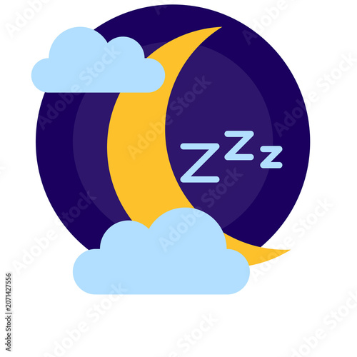 Cuadro en lienzo Crescent moon and clouds with zzz symbols illustration