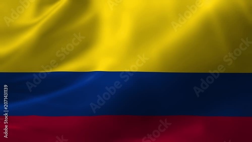 Colombia flag waving in the wind close up 