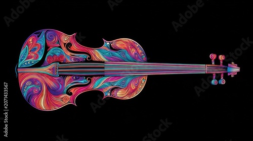 Colorful abstract violin art illustration