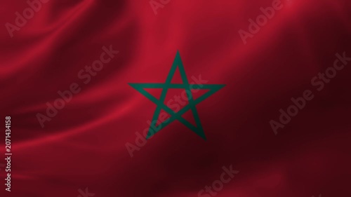 Morocco flag waving in the wind close up 