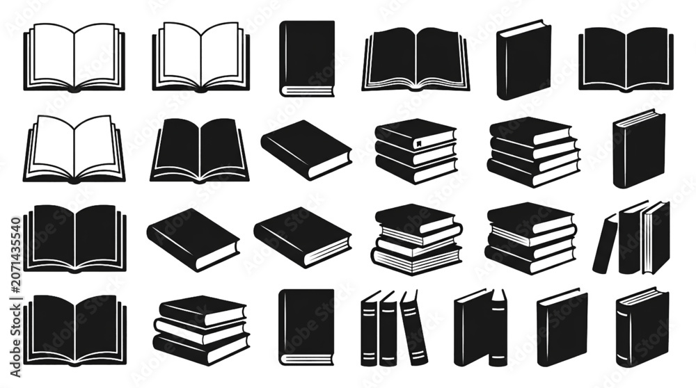 © SojibRoy - Collection of Open and Closed Book Silhouettes Vector Illustrations Isolated on White © SojibRoy - Collection of Open and Closed Book Silhouettes Vector Illustrations Isolated on White