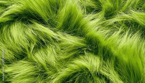 Abstract close-up of vibrant green fluffy fibrous material