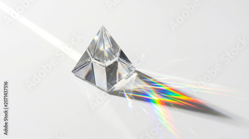 Diamond prism refracting light into rainbow colors