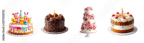 Birthday cake isolated on transparent background