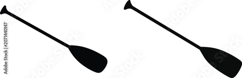 Photos Boat paddle vector silhouette icon set featuring black canoe and kayak oars isol