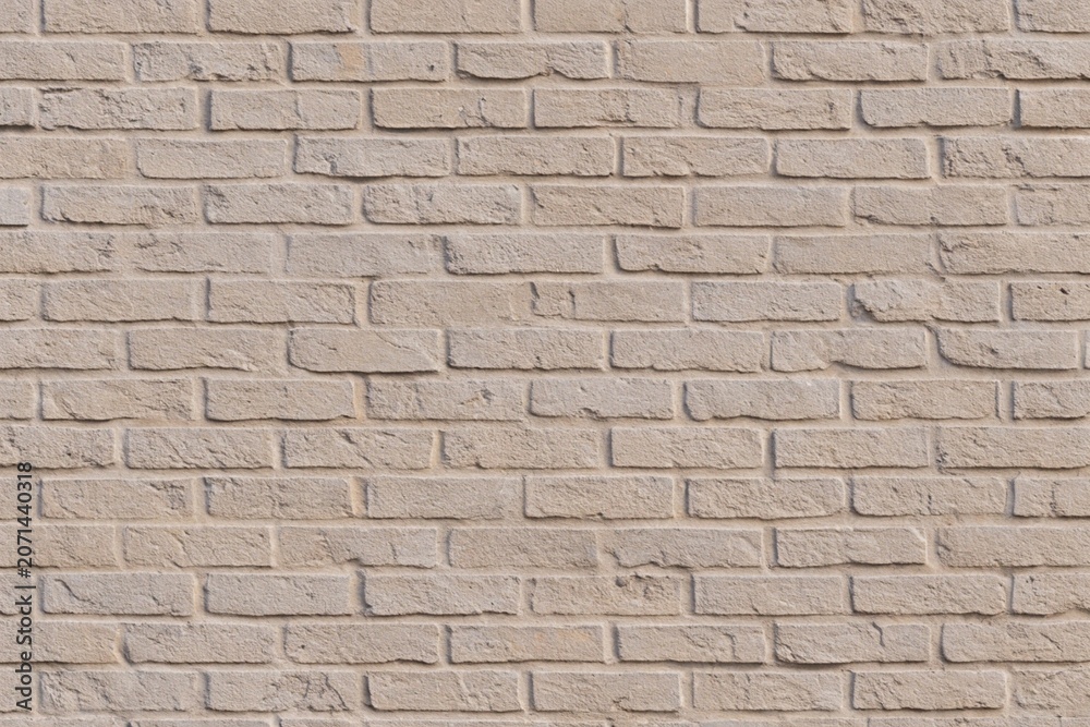 Obraz premium taupe beige weathered clay brick wall horizontal panoramic background