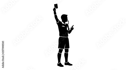 Canvas-taulu Referee Silhouette With Red Card Against White Background