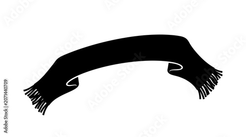 Cuadro en lienzo Black Scarf Silhouette On White Background Minimalist Fashion Accessory