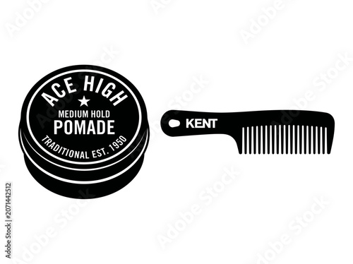 Men's Grooming Kit Silhouette with Pomade Tin and Hair Comb