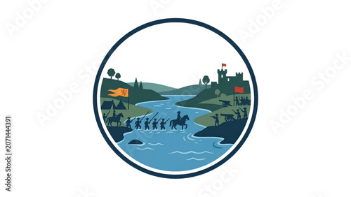 River Crossing Historical Icon Inspired by the Battle of the Boyne