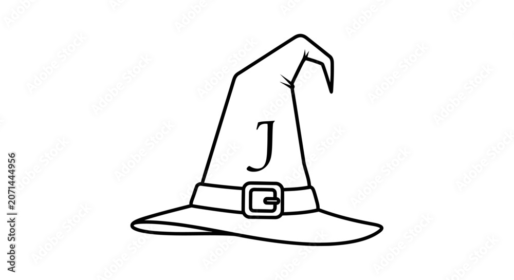 Obraz premium Witch hat icon with a letter J buckle.