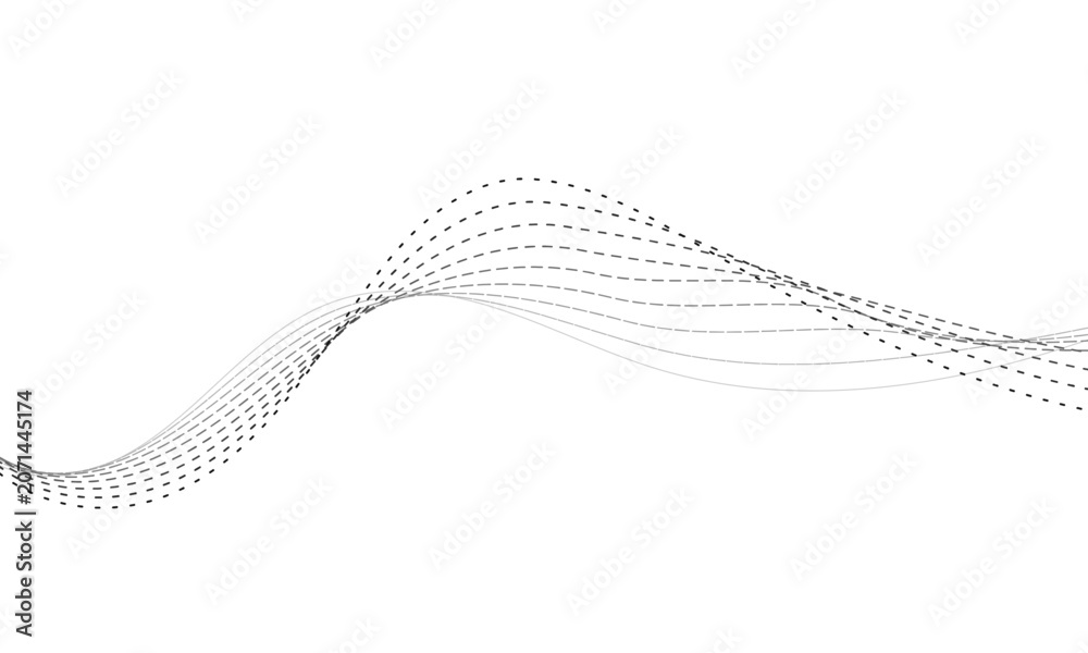 Fototapeta premium Abstract Wavy Lines Minimal Background with Dotted Waves for Technology and Data Design.