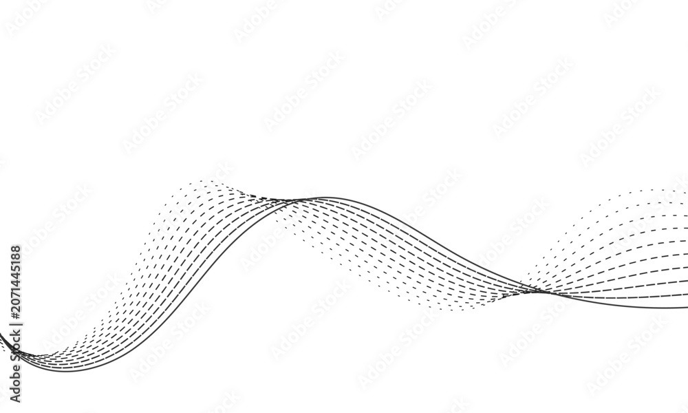 Fototapeta premium Abstract Wavy Lines Minimal Background with Dotted Waves for Technology and Data Design.