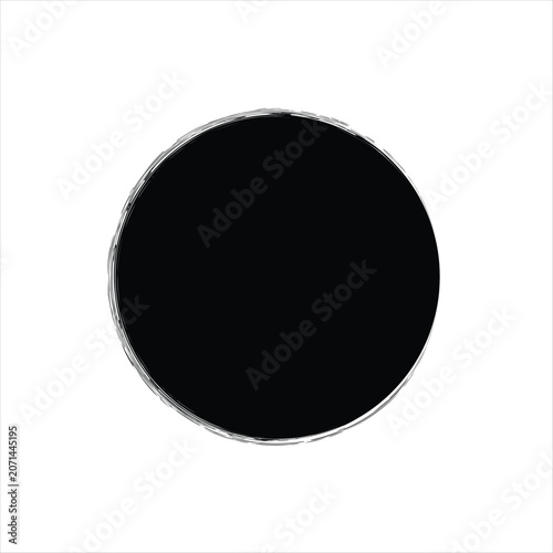 Black Ink Circle Grunge Badge — Round Brush Stroke Stamp and Distressed Halftone Element,vector,eps 10