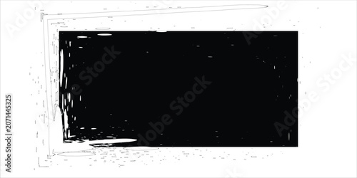 Grunge Black Frame Texture With Distressed Vintage Border and Blank Rectangular Background