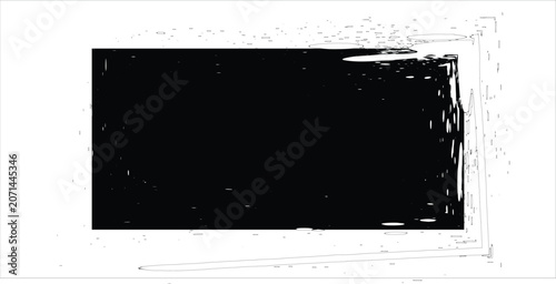 Grunge Black Frame Texture With Distressed Vintage Border and Blank Rectangular Background