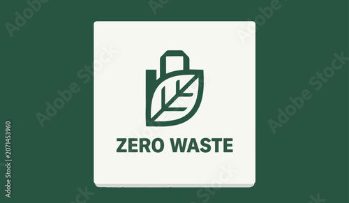 Zero waste icon featuring a leaf inside a shopping bag promotes the essential movement towards sustainable living and mindful consumption habits.