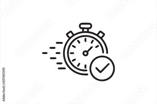 Bild auf Leinwand Fast stopwatch icon with approval check mark for productivity and deadline manag