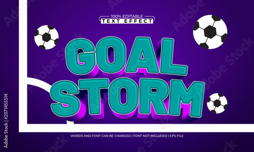 Goal Storm 3D Bold Text Effect - Editable Football Soccer EPS
