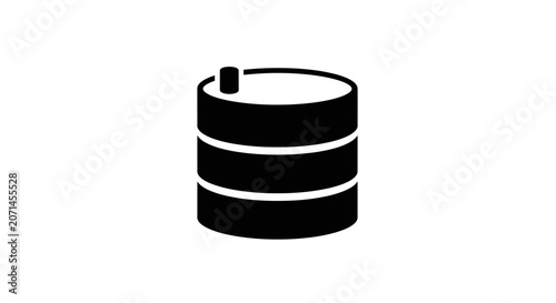Black database storage icon isolated on white background