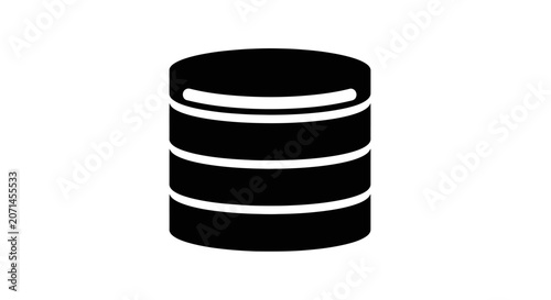 Black database server storage icon on white background