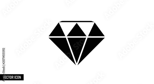 Black diamond vector icon isolated on white background