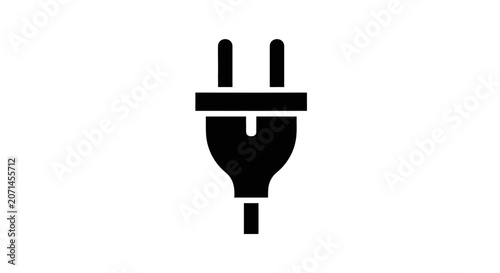 Black electric plug icon isolated on white background