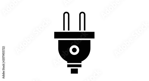 Black electric power plug icon on white background