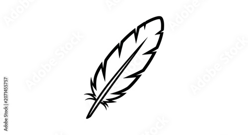 Black feather vector icon isolated on white background