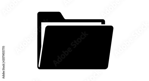 Black file folder icon isolated on white background
