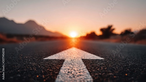 Directional path leading to a beautiful golden sunset