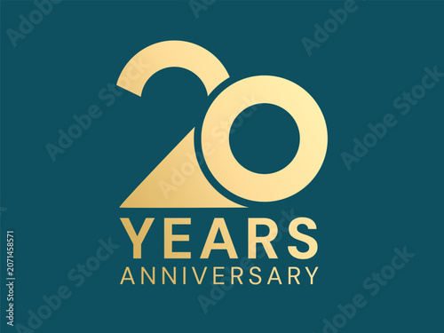 Canvas-taulu 20th Anniversary luxury gold celebration with elegant overlapping Font numbes typography vector illustration design concept