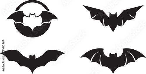 Bold Minimalist Black Bat Silhouette Icon Collection