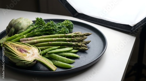 Premium Luxury Selection of Freshly Sliced Assorted Vegetables Arranged on a White Platter for Healthy Eating