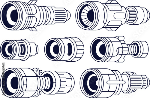 Line Drawing Mechanical Parts Cross Section Technical Sketch Architectural Drawing CAD Design