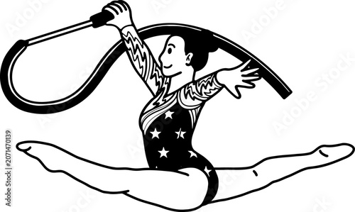 black and white illustration of a rope gymnastics