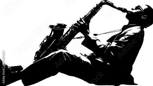 Black and white silhouette of a woman in contemplation.