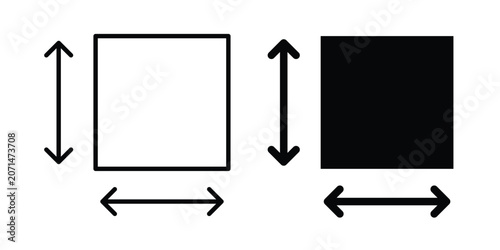 Schilderij op canvas Area and dimension icon in line art design vector concepts