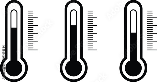 Cuadro en lienzo Temperature, monitoring thermometer set, heat level symbols showing cold moderate and hot temperatures for healthcare weather forecasts and environmental monitoring systems
