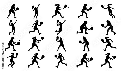 Photos Female Padel Player Silhouette Pose Collection