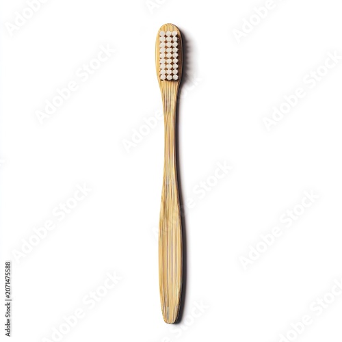 Bamboo toothbrush on white background
