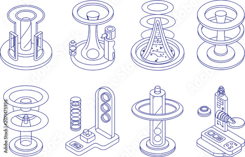 Detailed Architectural Drawing of Staircases and Railings in Blue CAD Design