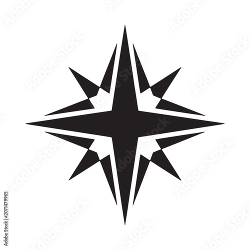 Compass rose silhouette a black and white graphic design element