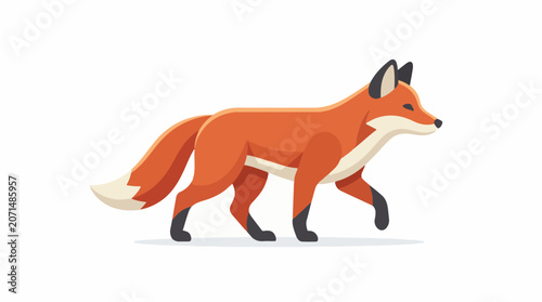 A vibrant orange fox with white and black accents walks to the right (3)