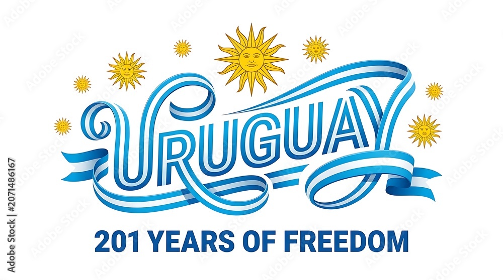 Naklejka premium uruguay 201 years of freedom celebration