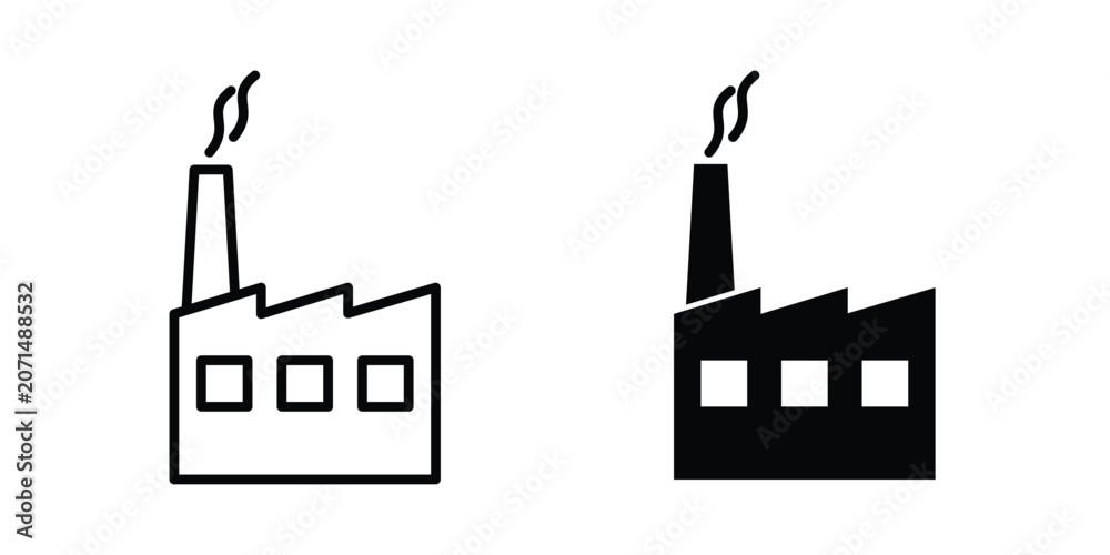 Fototapeta premium Factory icon in line art design vector concepts
